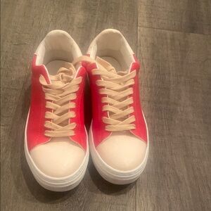 Alice and Olivia red and light pink sneakers